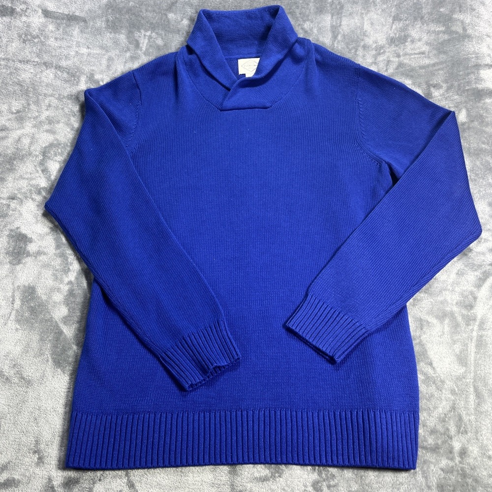 St Johns Bay Knit Sweater Mens L Blue Shawl Collar Cardigan Casual Grandpacore‎